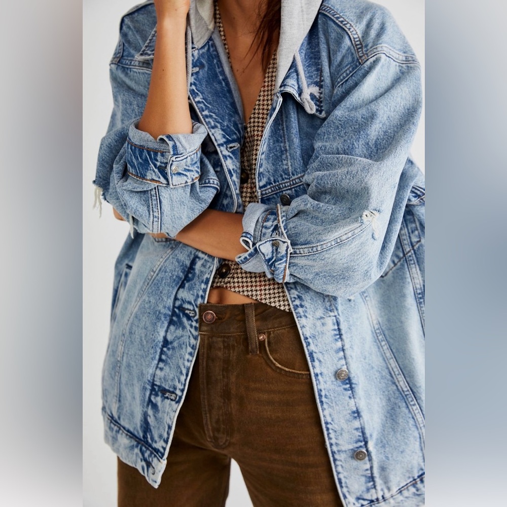 Free People We The Free Flawless Hooded Denim Jacket